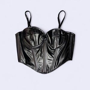 NEVER WORN Forever 21 Black Faux Leather Crop Top